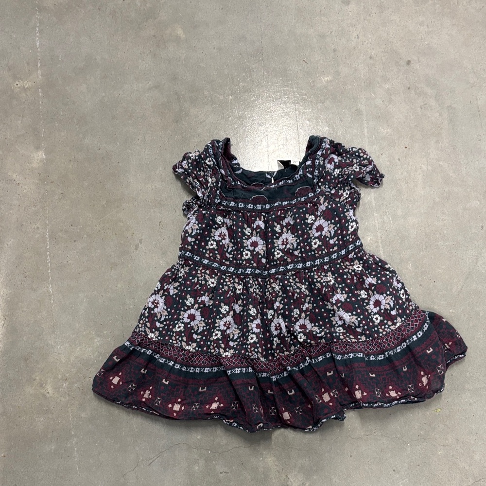 Sea Kids Dress - Black and Purple Floral